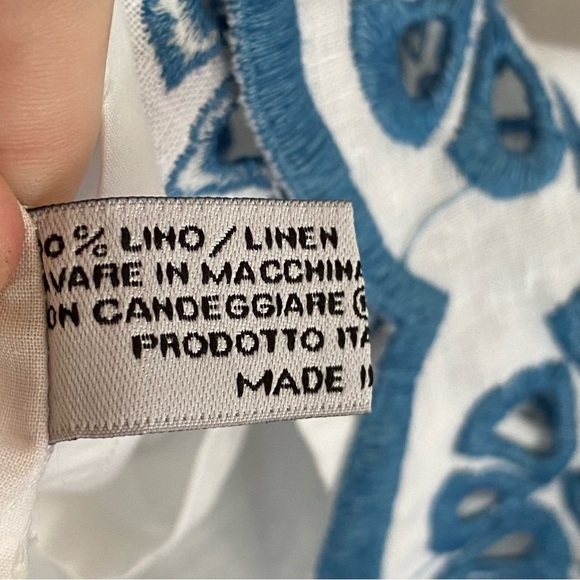 SARTORIA SARACENA MADE IN ITALY Floral Eyelet Linen Women's Shift Dress Medium - Picture 3 of 7